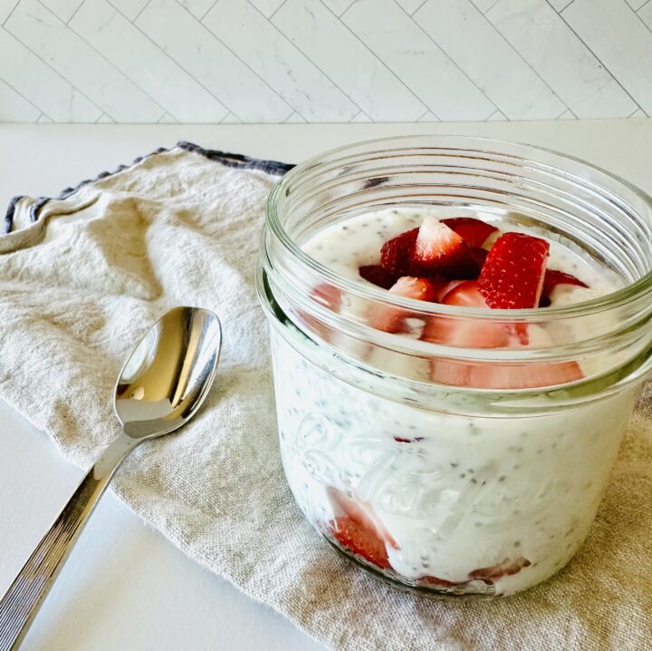 A picture of a jar of yogurt